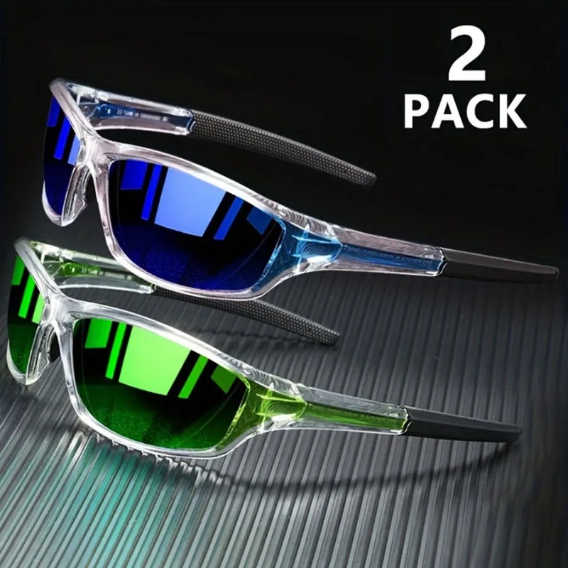 Sunglasses Polarized Men - 1/2PCS แว่นตากันแดดกีฬาสำหรับผู้ชายน้ำหนักเบาการมองเห็นได้ในเวลากลางคืนชายแว่นตาขี่จักรยานขับรถตกปลาแฟชั่นแว่นตากันแดดกระจก