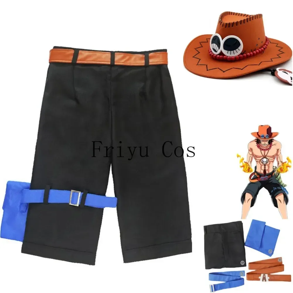 Men Accessories Style - อะนิเมะพอร์ตกาส·ดี·เอซคอสเพลย์เครื่องแต่งกายโจรสลัดหนวดขาวกางเกงขาสั้นสีดำหมวกบังแดดอุปกรณ์เสริมชายหญิงปาร์ตี้คาร์นิวัลชุด