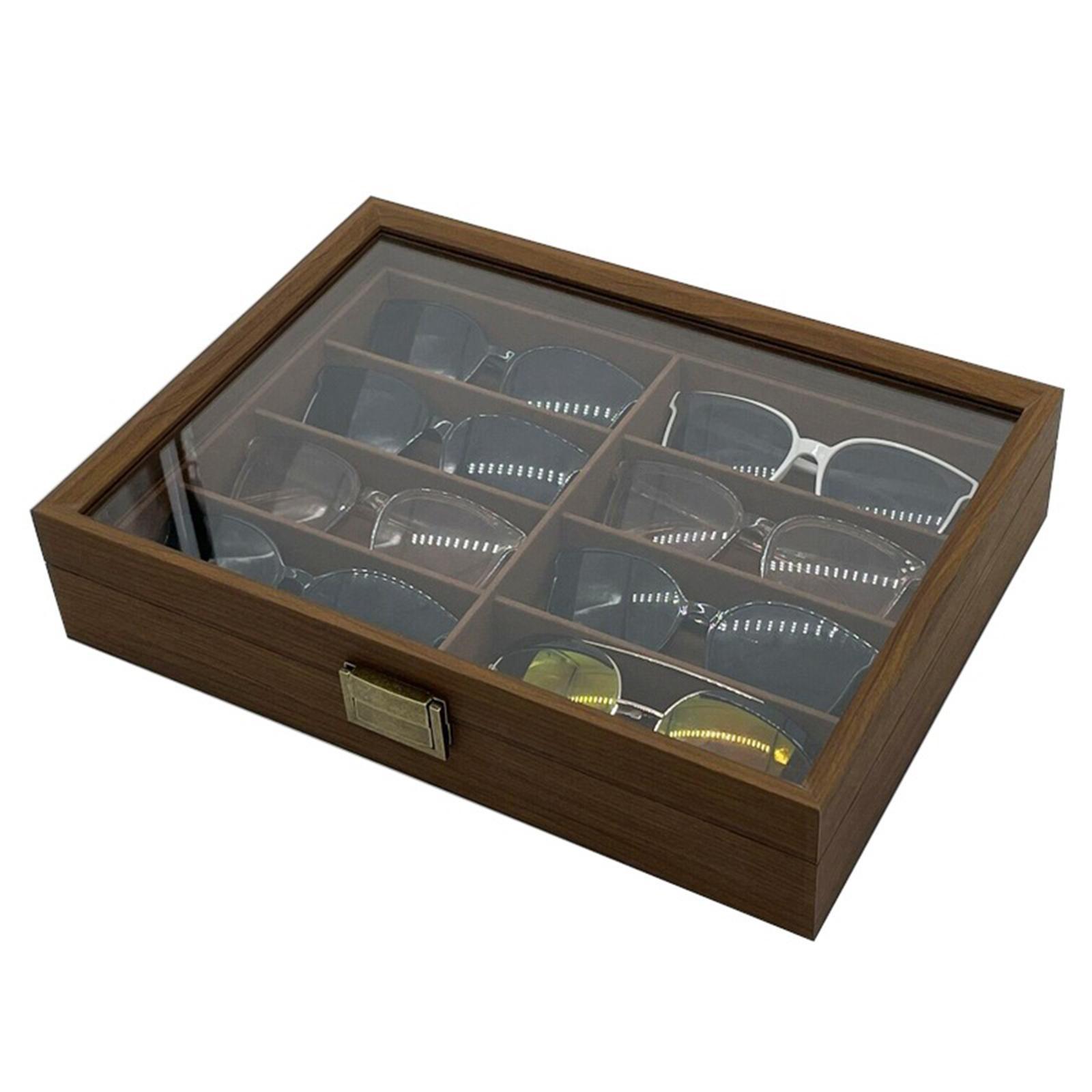 Men Accessories Drawing - กล่องเก็บแว่นกันแดดไม้ 8 ช่อง พกพาสะดวก พร้อมตัวล็อค ใช้เป็นลิ้นชักโชว์อเนกประสงค์