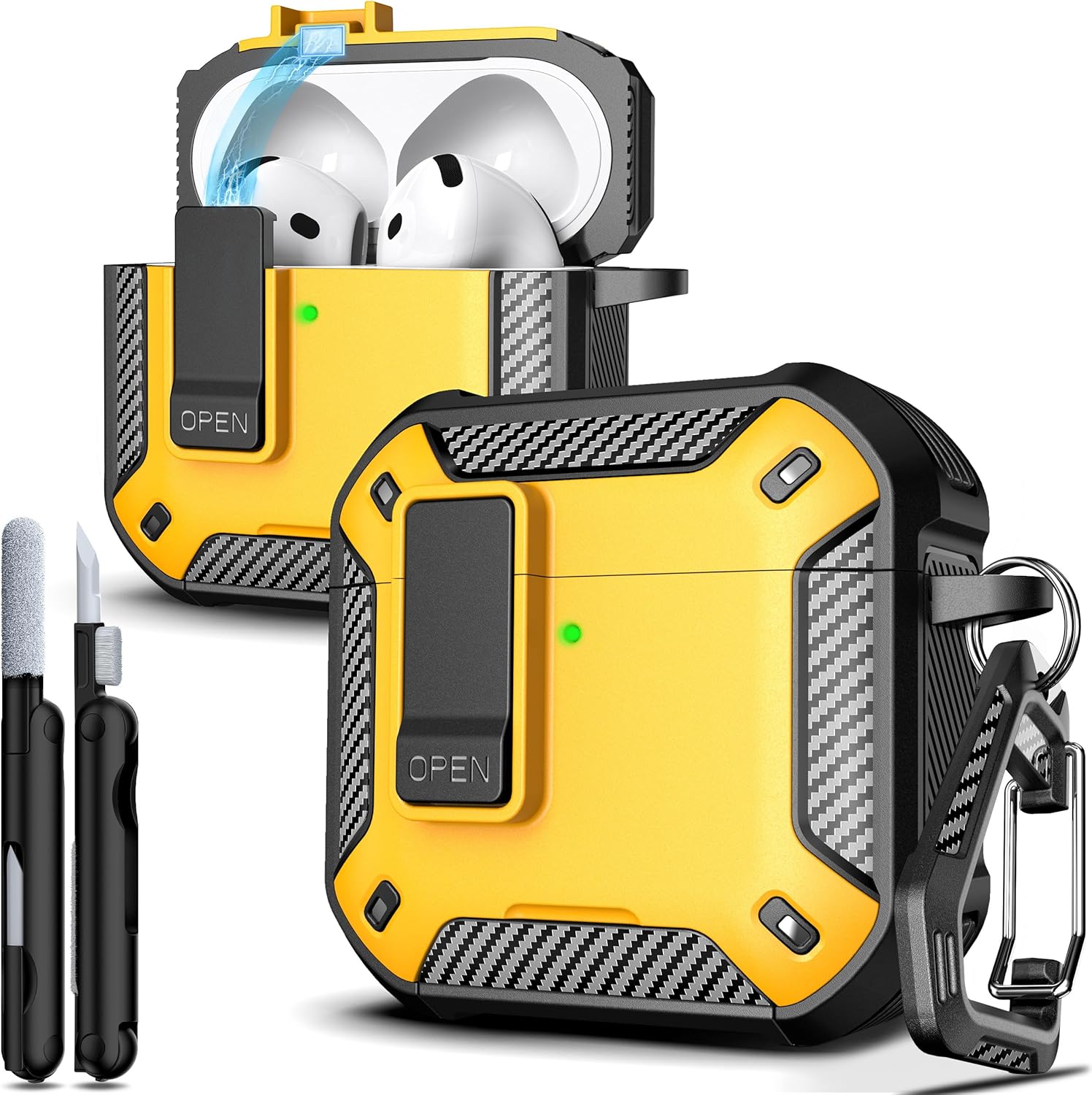 Men'S Accessories Drop Shipping - เคส AirPods 4 ลายคาร์บอนไฟเบอร์ ป้องกันการตกกระแทก พร้อมฝาปิดอัตโนมัติ