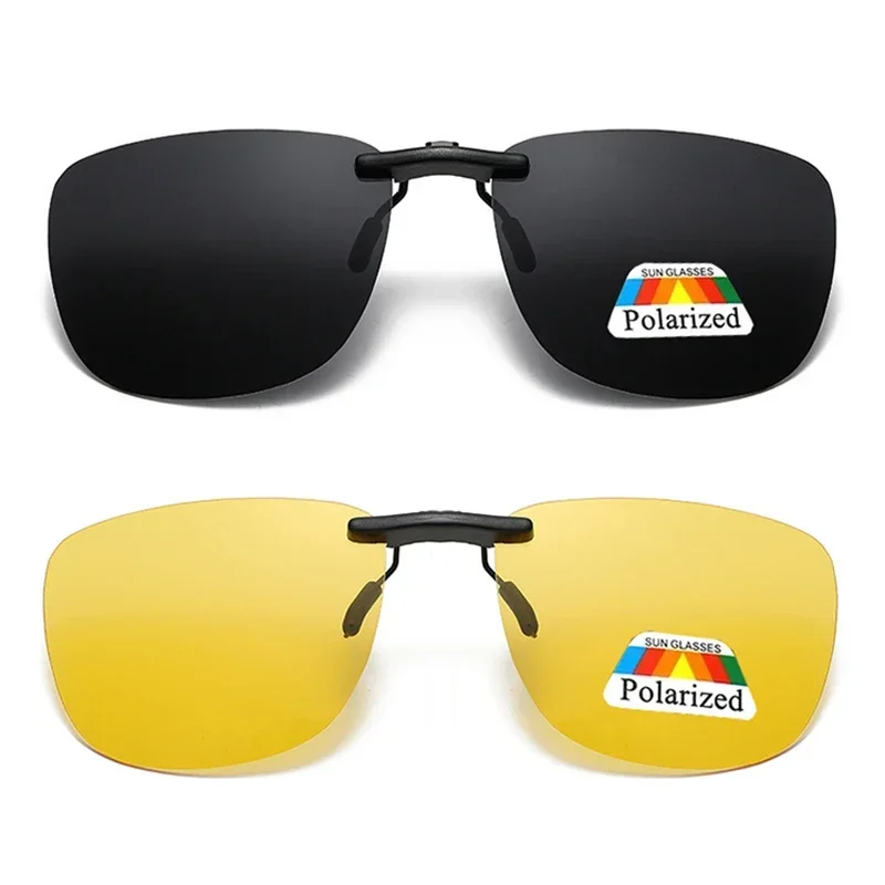 Sunglasses Polarized Men - แว่นกันแดดแบบหนีบทรงสี่เหลี่ยมใหม่สำหรับผู้หญิง เลนส์โพลาไรซ์ UV400 มองเห็นได้ในเวลากลางคืน แว่นตาขับรถสำหรับผู้ชาย ป้องกันแสงสะท้อน