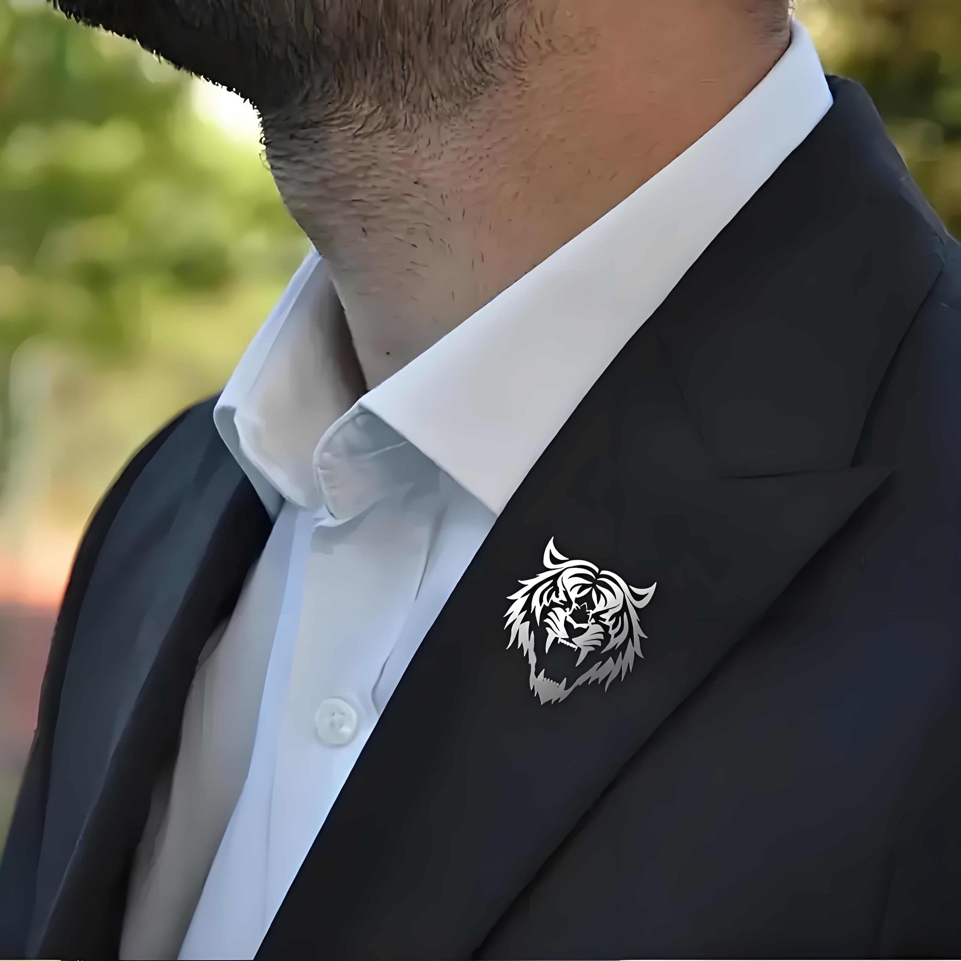 ผู้ชายสแตนเลส Tiger HEAD Lapel - Men Accessories Gift Set บทวิจารณ์และราคา