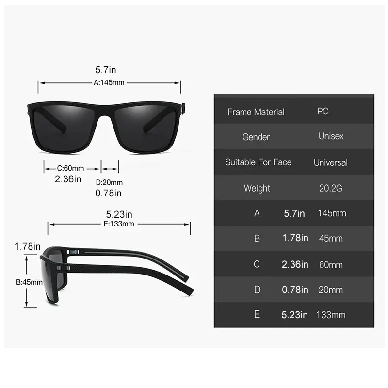 แว่นกันแดดทรงสี่เหลี่ยมสำหรับเ - Sunglasses Polarized Men บทวิจารณ์และราคา